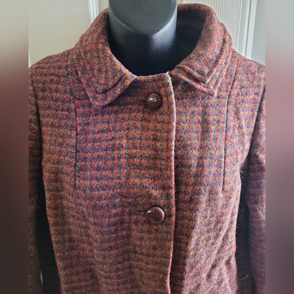 Harris Tweed women's coat jacket multicolor 100% Virgin Scottish Wool L - Picture 8 of 12